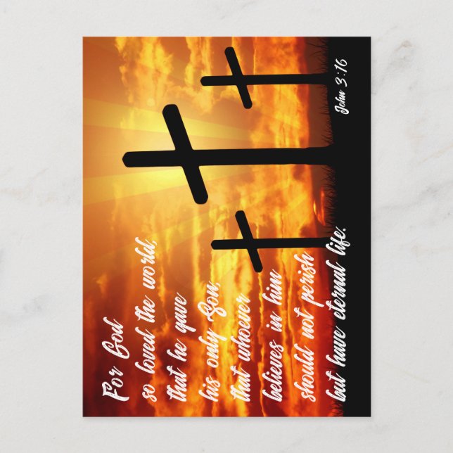 CARTE POSTALE BIBLE TRENDY VERSE JOHN 3:16 CADEAU CHRÉTIEN (Devant)