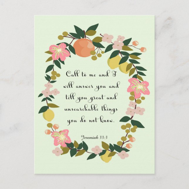 Carte Postale Bible Verse Art - Jérémie 33:3 (Devant)