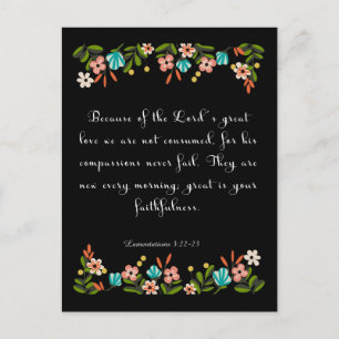 Carte Postale Bible Verse Art - Lamentation 3:22-23