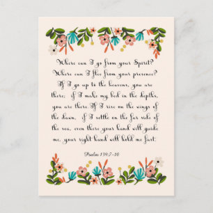 Carte Postale Bible Verse Art - Psaume 139:7-10
