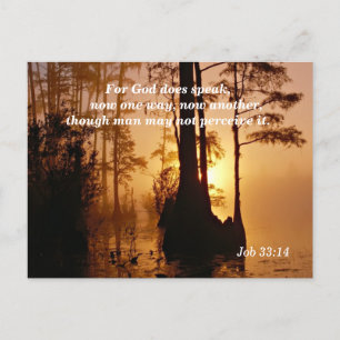 Carte Postale Bible Verse Job 33:14 Dieu Parle