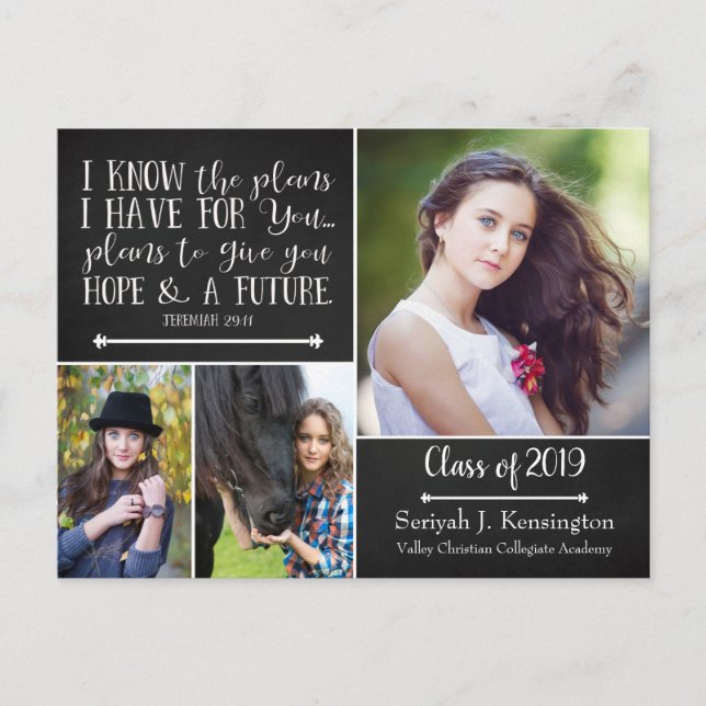 Carte Postale Bible Verse Rustique Christian Graduation (Devant)