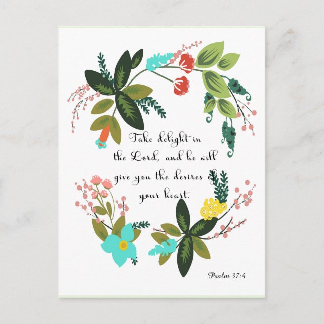 Carte Postale Bible Verses Art - Psaume 37:4 (Devant)