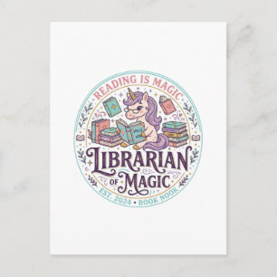 Carte Postale Bibliothécaire Licorne de Magie Produit Original G