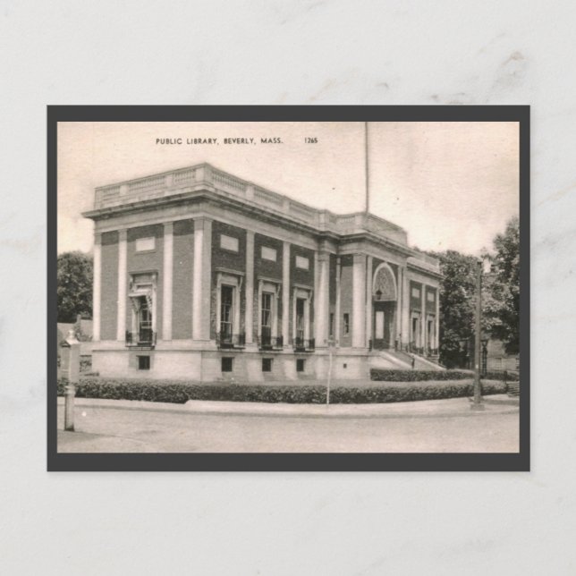 Carte Postale Bibliothèque, Beverly, MA Vintage (Devant)