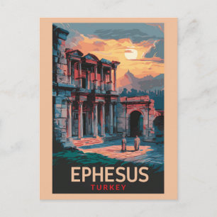 Carte Postale Bibliothèque d'Ephèse de Celsus Art de Voyage Vint