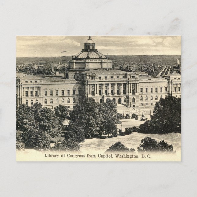 Carte Postale Bibliothèque du Congrès, Washington DC, 1912 Vinta (Devant)