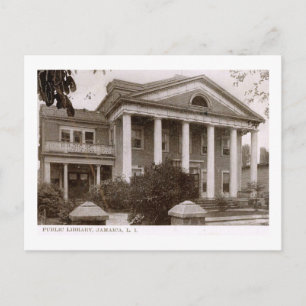 Carte Postale Bibliothèque, Jamaïque, Queens, New York Vintage