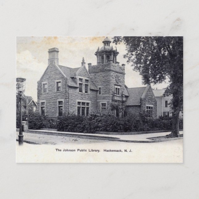 Carte Postale Bibliothèque Johnson, Hackensack New Jersey Vintag (Devant)