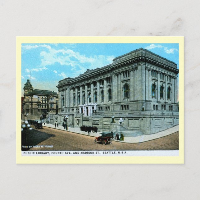 Carte Postale Bibliothèque, Seattle, Washington Vintage (Devant)