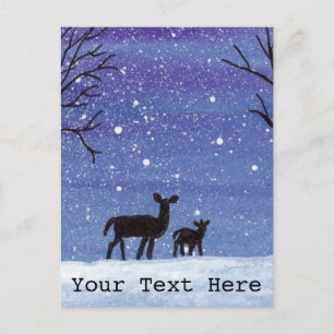 Carte Postale Biche et faon