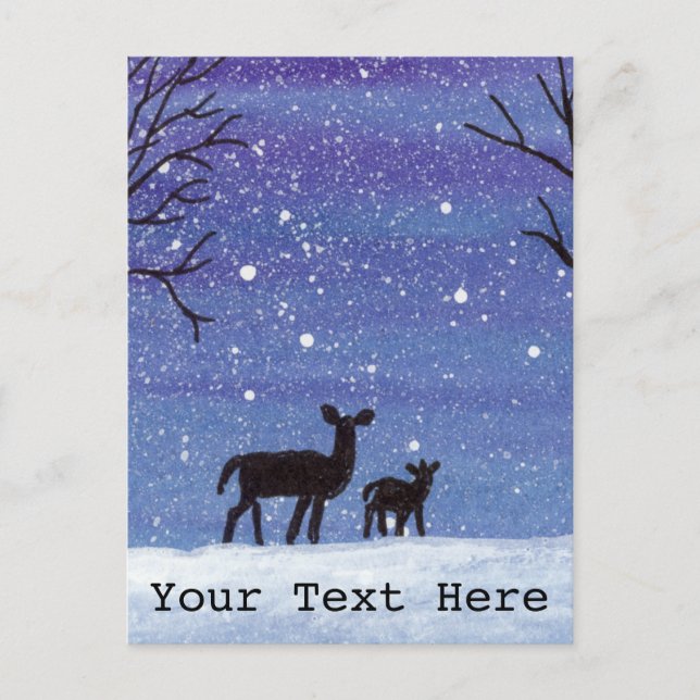 Carte Postale Biche et faon (Devant)