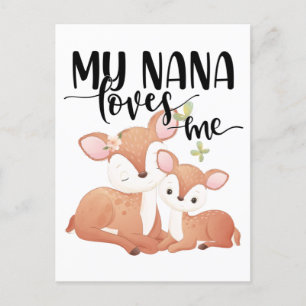 Carte Postale Biche et Faon Ma Nana m'aime