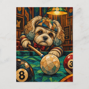 Carte Postale Bichon havanais, mosaïque géométrique