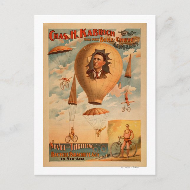 Carte Postale Bicycle Parachute en plein air (Devant)