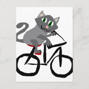 Carte Postale Bicyclette à cheval Gray Kitty