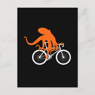 Carte Postale Bicyclette amusante - Vélo d'équitation de pieuvre