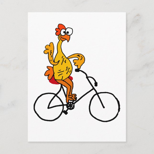 Carte Postale Bicyclette en caoutchouc drôle d'équitation de (Devant)