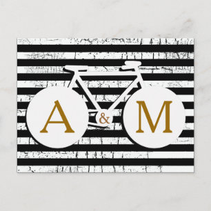 Carte Postale bicyclette monogrammée noir et blanc