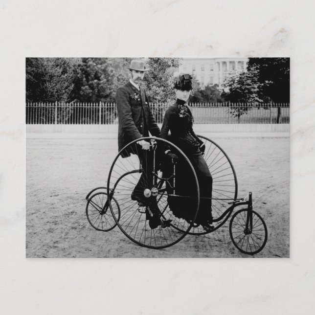 Carte Postale Bicyclette pour deux à la Maison Blanche 1886 (Devant)