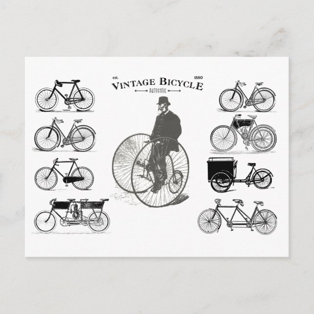 Carte Postale Bicyclettes classiques depuis 1880 (Devant)