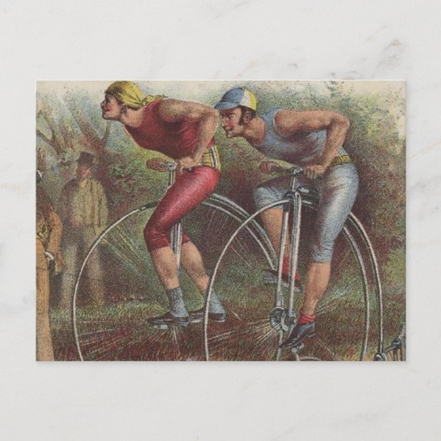 Carte Postale Bicyclettes victoriennes haute roue (Devant)