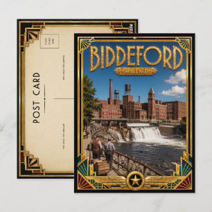 Carte Postale Biddeford Maine Art Déco vintage Âge d'or