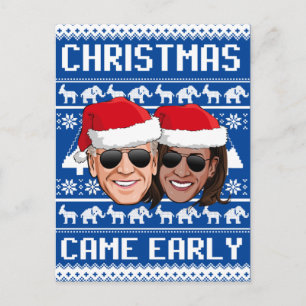 CARTE POSTALE BIDEN HARRIS : NOËL EST ARRIVÉ TÔT