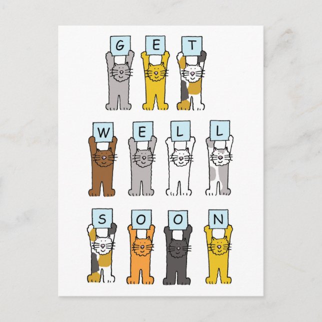 Carte Postale Bien Se Bien Bientôt Cute Cartoon Chats (Devant)