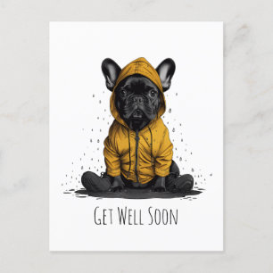 Carte Postale Bien Se Bien Bientôt French Bulldog Portant Rainco