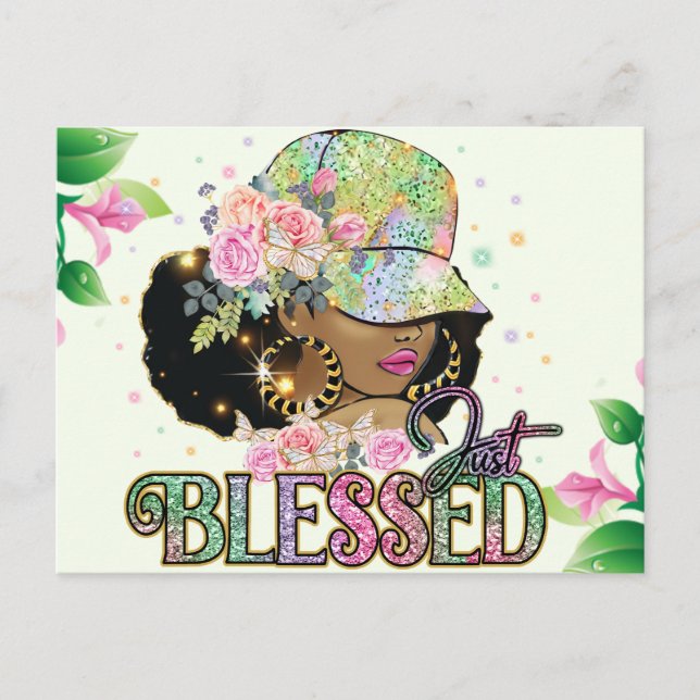 Carte Postale Bienheureuse Black Melanin Femme Sista Aimer Dieu (Devant)