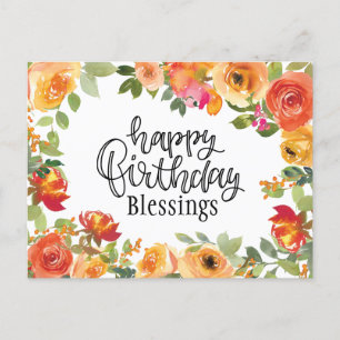 Carte Postale Bienheureux Anniversaire Numéros 6:24-26 Jardin Fl