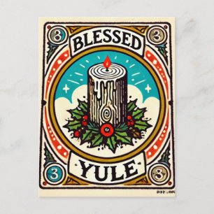 Carte Postale Bienheureux Yule Pagan Yuletide Vacances yule log 
