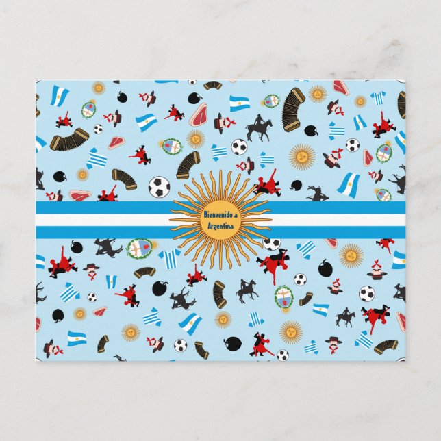 Carte Postale Bienvenido a Argentine- objets célèbres de l'Argen (Devant)