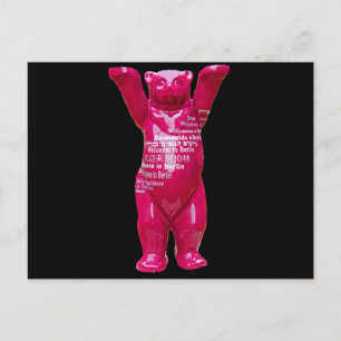 Carte Postale Bienvenue à Berlin Teddy Bear, Black Back
