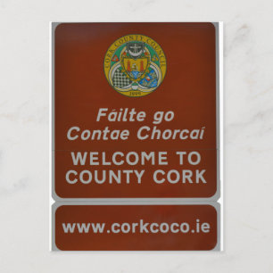 Carte Postale Bienvenue à County Cork, Irlande
