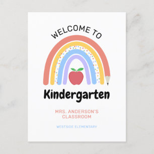 Carte Postale  Bienvenue à Kindergarten Pastel Coloured Rainbow