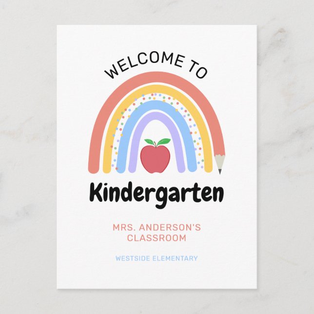 Carte Postale Bienvenue à Kindergarten Pastel Coloured Rainbow (Devant)