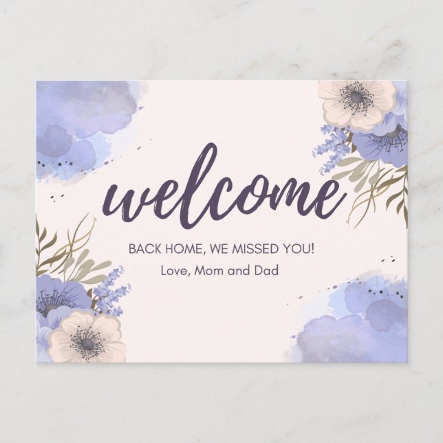 Carte Postale Bienvenue à la maison maman et papa (Devant)