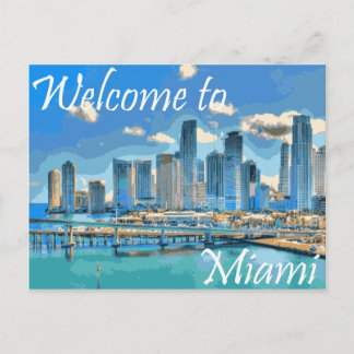 Carte Postale Bienvenue à Miami English Paint Effet Image