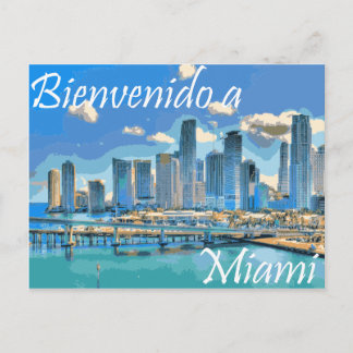 Carte Postale Bienvenue à Miami Espagne Peinture Effet Image