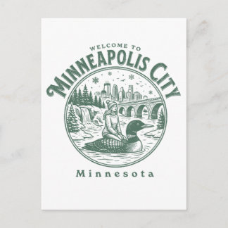 Carte Postale Bienvenue à Minneapolis City Minnesota