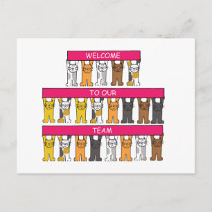 Carte Postale Bienvenue à notre équipe de chats caricaturaux