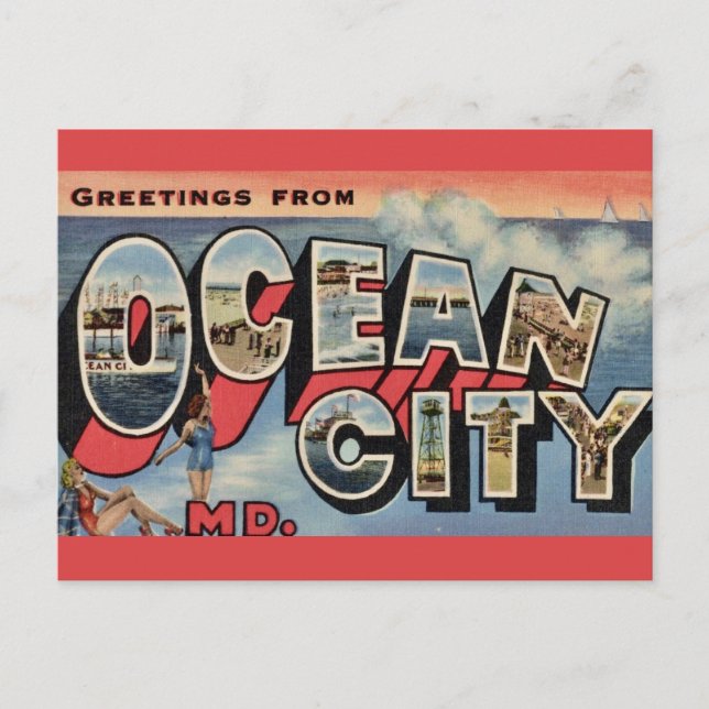 Carte Postale Bienvenue à Ocean City MD (Devant)