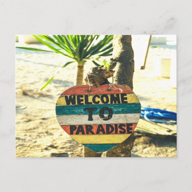 Carte Postale Bienvenue à paradise Beach Ocean (Devant)