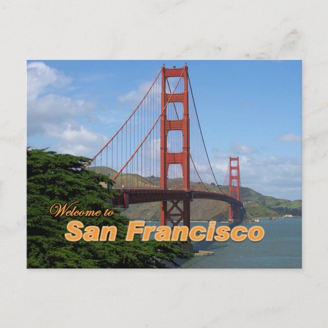 Carte Postale Bienvenue à San Francisco - Golden Gate Bridge (Devant)