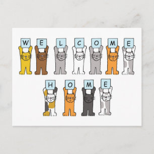 Carte Postale Bienvenue Accueil Cute Cartoon Chats