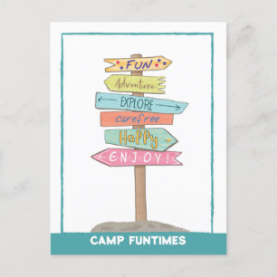 Carte Postale Bienvenue au camp d'été Nom personnalisé Symbole a