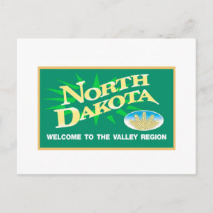 Carte Postale Bienvenue au Dakota du Nord - USA Road Sign