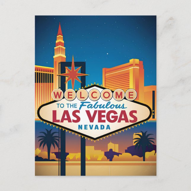 Carte Postale Bienvenue au fabuleux Las Vegas Nevada (Devant)